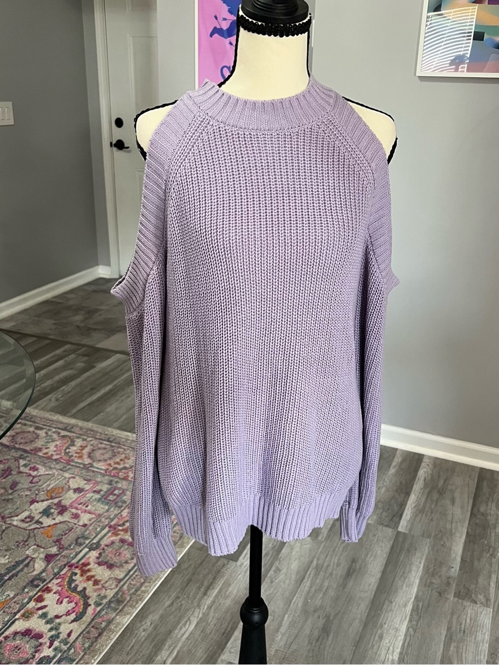 NWT Forever21 Lavender Cold-Shoulder Knit Sweater